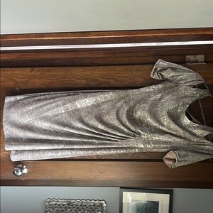 Connected Apparel Silver Dolman Sleeve Sheath Dress